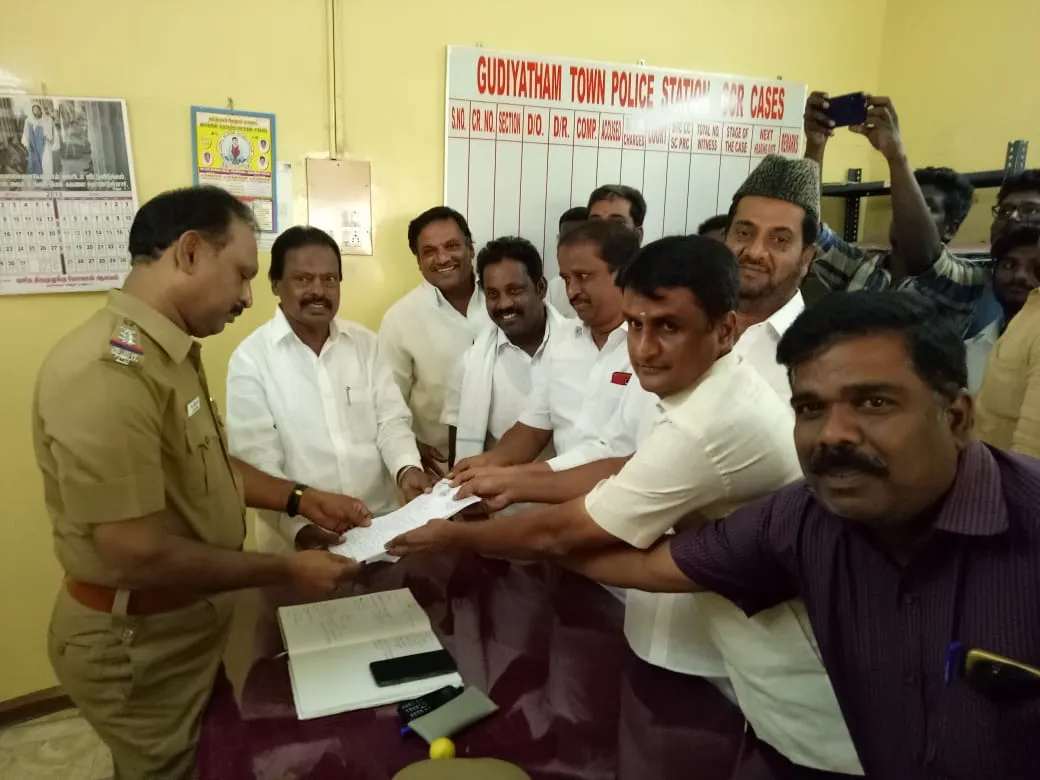 DMK MLA complains against  AIADMK MLA in kudiyaththam